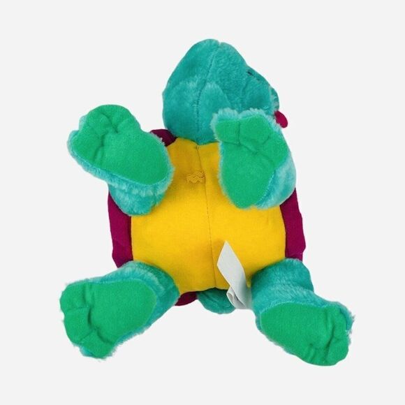 VTG Ace Novelty 10" Green Turtle Plush Colorful Shell Tongue Out Carnival Prize - Picture 6 of 9